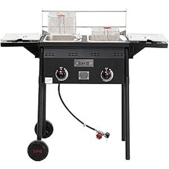 Outdoor Propane Deep Fryer with Dual Burners and Cart