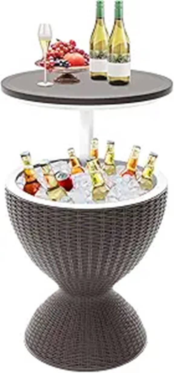 Sharewin Patio Cooler Table with Beer and Wine Storage