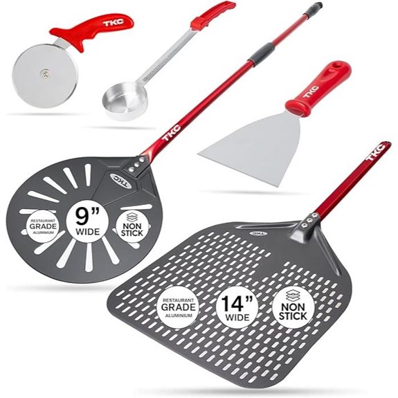 TKC Pizza Peel Bundle with Dough Cutter and Ladle