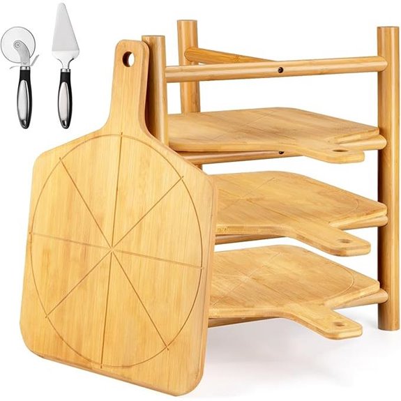 4 pcs Pizza Peel Set with Stand and Cutting Wheel