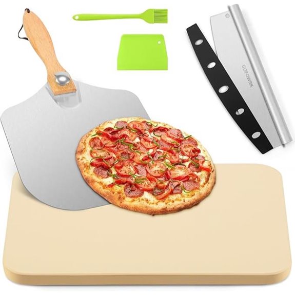 Pizza Stone 5-Piece Set with Peels & Cutter