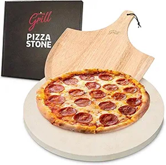 Hans Grill Pizza Stone with Wooden Peel 15 Diameter