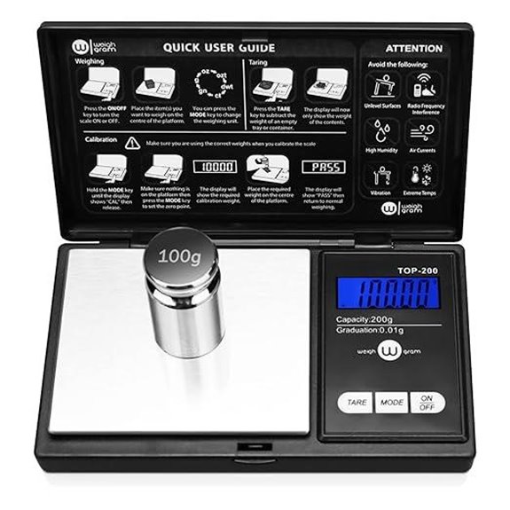 Digital Pocket Gram Scale 200g with Calibration Weight