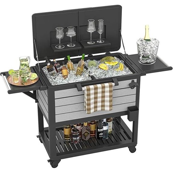Portable Patio Cooler Cart with Wheels and Handles