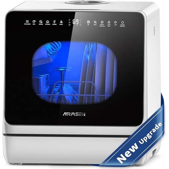 AIRMSEN Portable Countertop Dishwasher with 8 Wash Programs