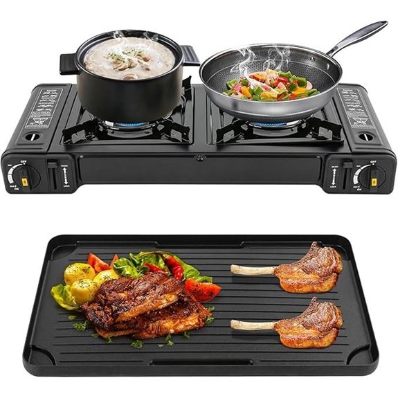 Portable 2-Burner Camping Stove with Auto Ignition