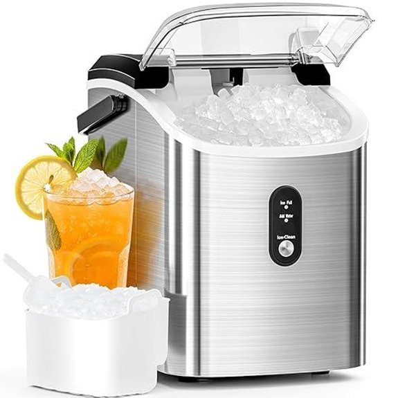 Antarctic Star Nugget Ice Maker with Basket and Scoop