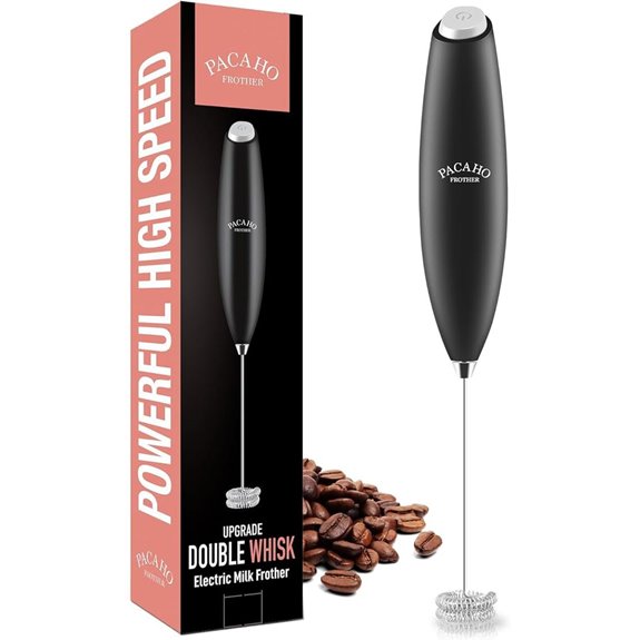 Portable Electric Milk Frother with Double Whisk