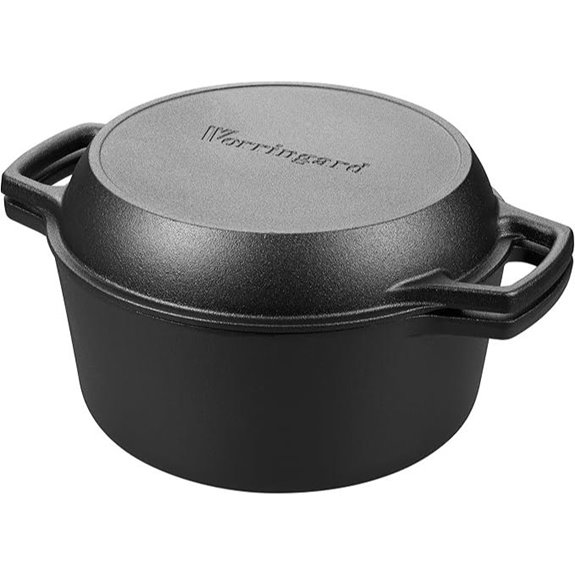 Pre-seasoned Cast Iron Double Dutch Oven 5 Quart