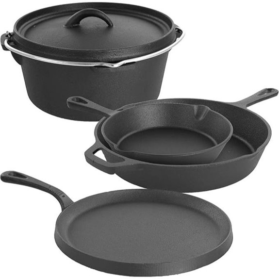MegaChef 5-Piece Pre-Seasoned Cast Iron Cookware Set