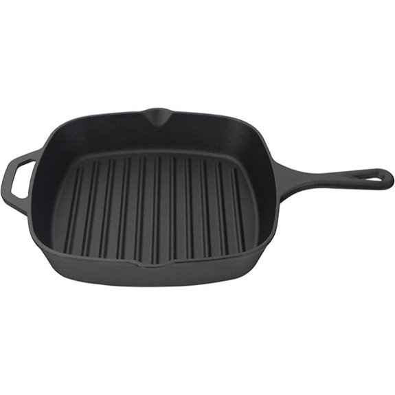 Jim Beam Pre Seasoned Cast Iron Square Skillet with Ridges 16 Black
