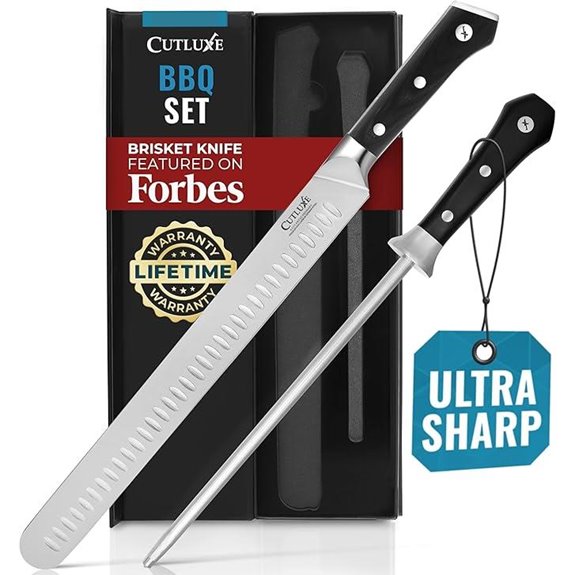 Cutluxe BBQ Carving Set with Knife & Honing Rod