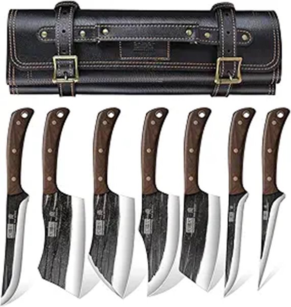 HOSHANHO Butcher Knife Set with Roll Bag
