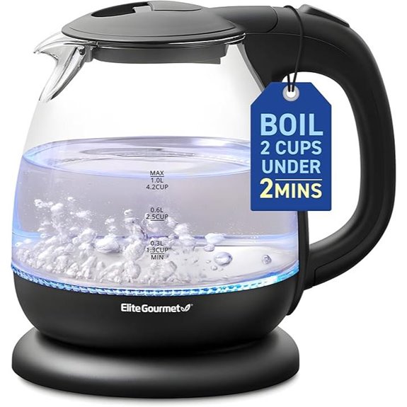 Elite Gourmet Electric Glass Kettle with Auto Shut-Off