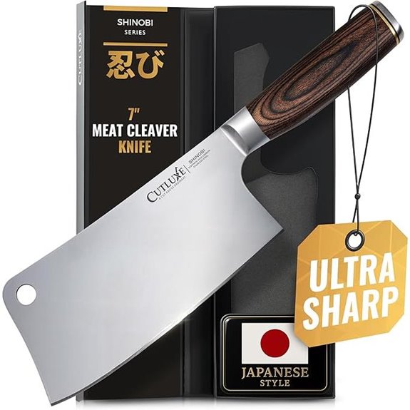 Cutluxe 7 Meat Cleaver with Pakkawood Handle