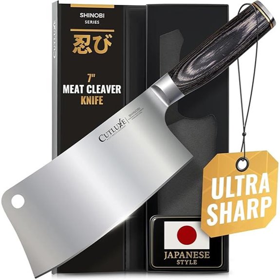 Cutluxe 7 Meat Cleaver Knife with Pakkawood Handle
