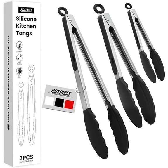 Premium Stainless Steel Heat-Resistant Kitchen Tongs (Set of 3)