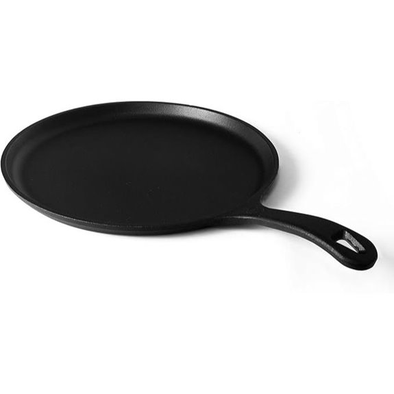 Commercial CHEF 10.5 Inch Preseasoned Cast Iron Round Griddle Pan