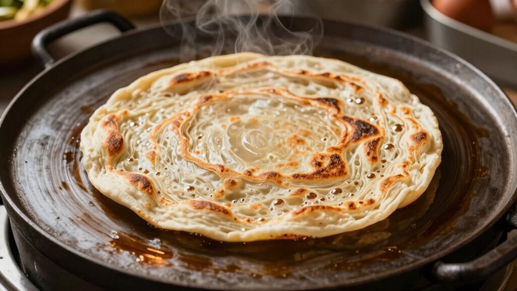 proper dough and preheated tawa