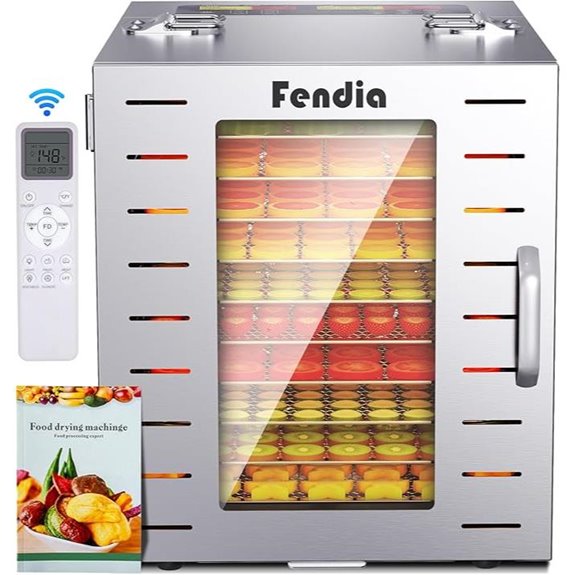 Food Dehydrator with Remote 10 Trays 1000W Timer