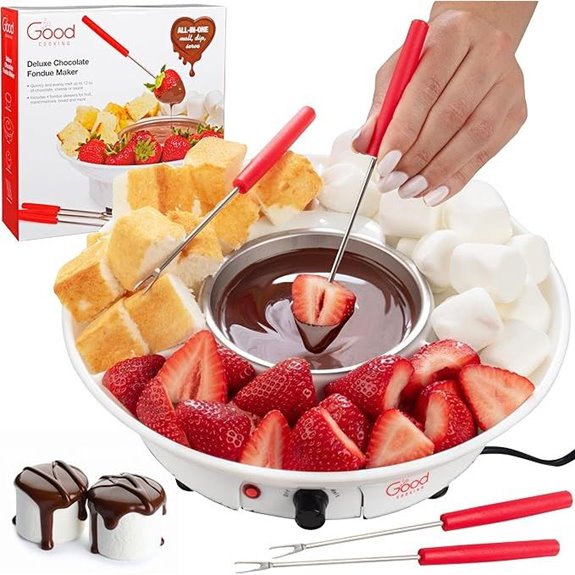 Electric Fondue Maker with Removable Tray and Forks