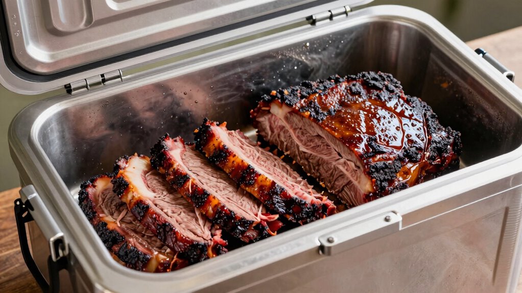 resting brisket and ribs