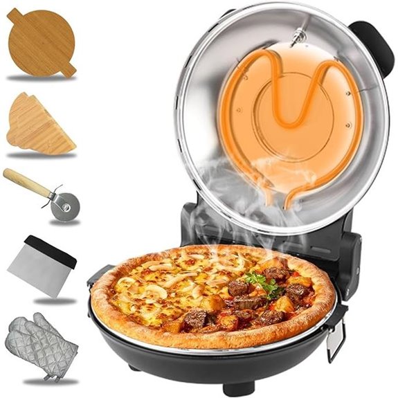 Indoor 12-Inch Retro Pizza Oven with Precise Temperature