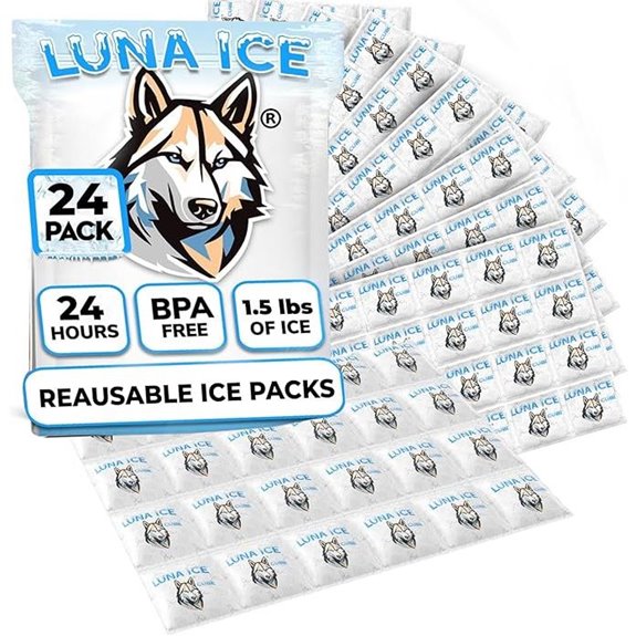 LUNA ICE Dry Ice Packs 24-Pack Reusable Gel Bricks