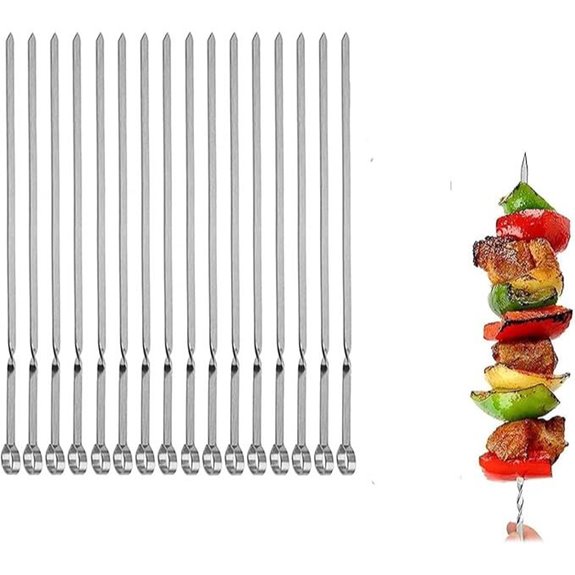 Grilling Metal Skewers Set 14 Reusable (16 Pack)
