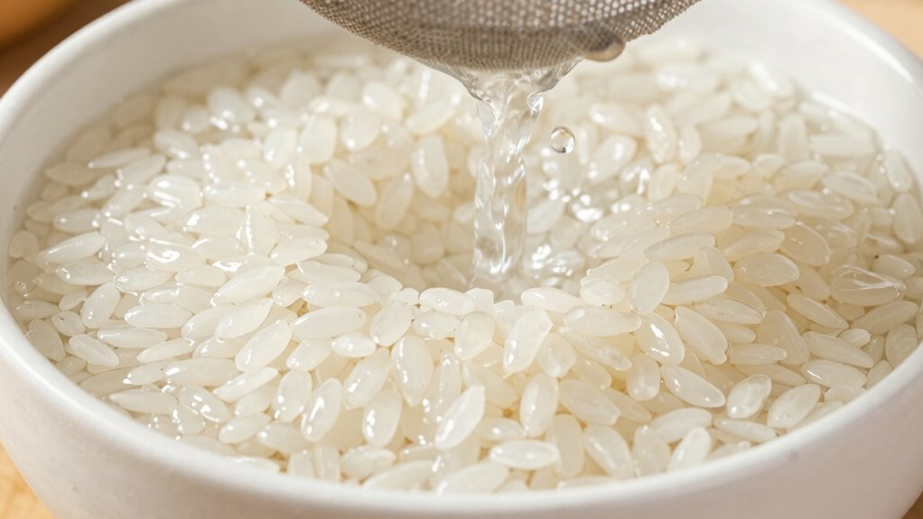 rinse rice carefully without losing