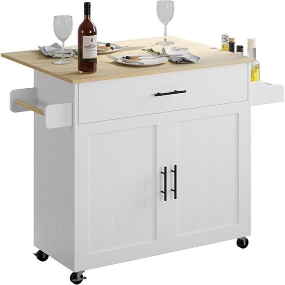 IRONCK Rolling Kitchen Island with Storage and Drop Leaf