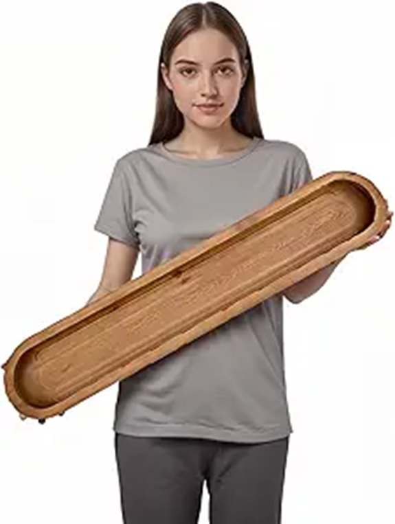 SwallowLiving Rustic Carved Wooden Dough Bowl Centerpiece