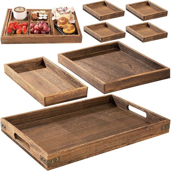 Yangbaga Rustic Wooden Serving Trays Set of 7