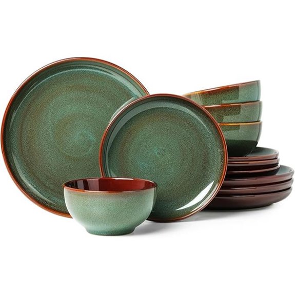 Stoneware Dinnerware Set for 4 Sage Green