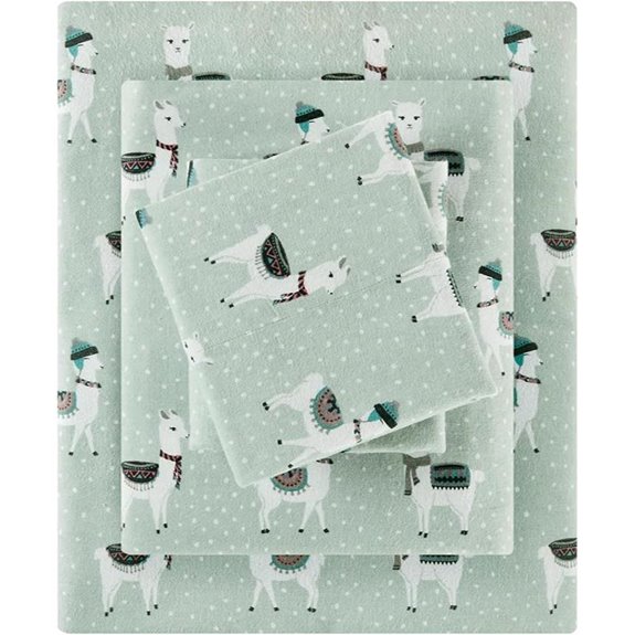 True North Flannel Sheets Queen Seafoam Llama Set