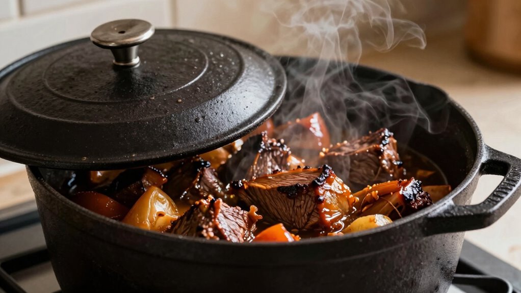 seasoned dutch oven braising