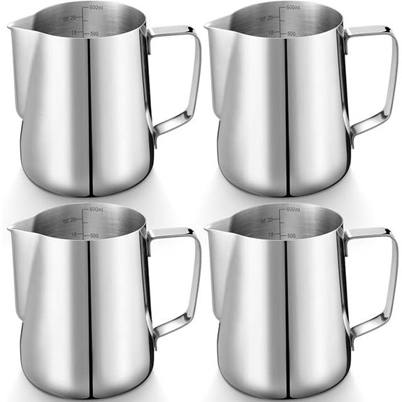 Honeydak 4 Pack Stainless Steel Milk Frothing Pitchers