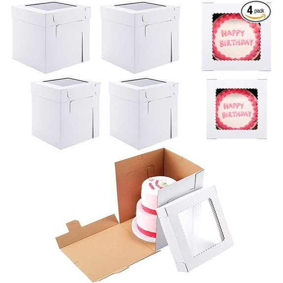 Tall Cake Boxes for Tiered Cakes (4 Pack)