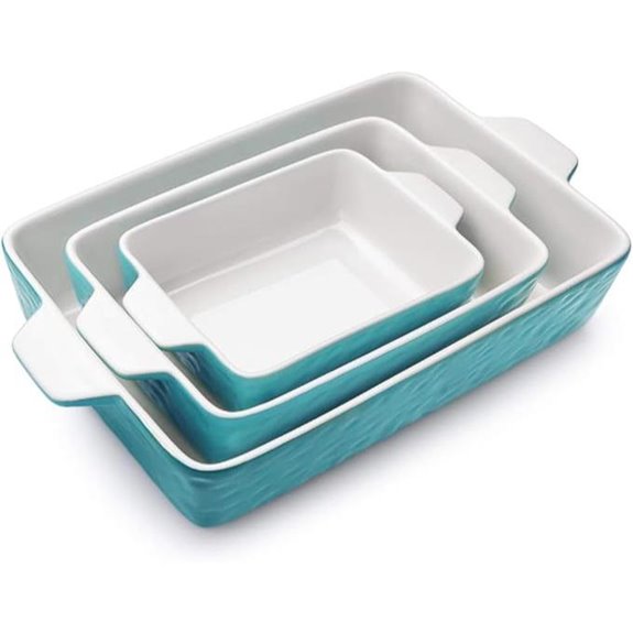 Ceramic Baking Dishes Set of 3 with Handles