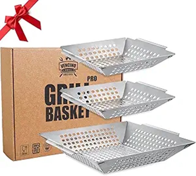 3 Pack Stainless Steel Vegetable Grill Baskets