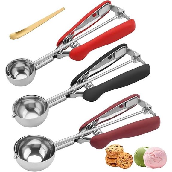 Cookie Scoop Set of 3 Stainless Steel Non-Slip Grips