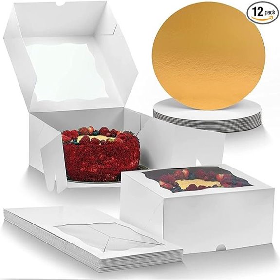 Premium Cake Boxes with Boards Set (12-Pack)