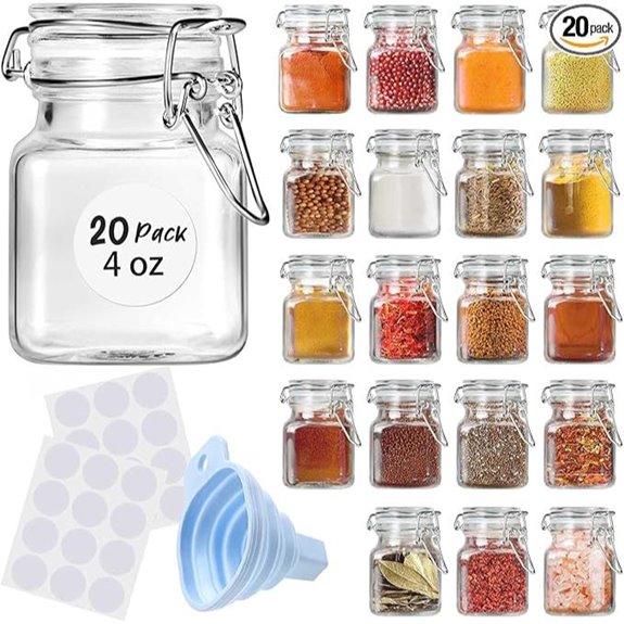 SKOCHE 20-Pack Small Glass Spice Jars with Lids