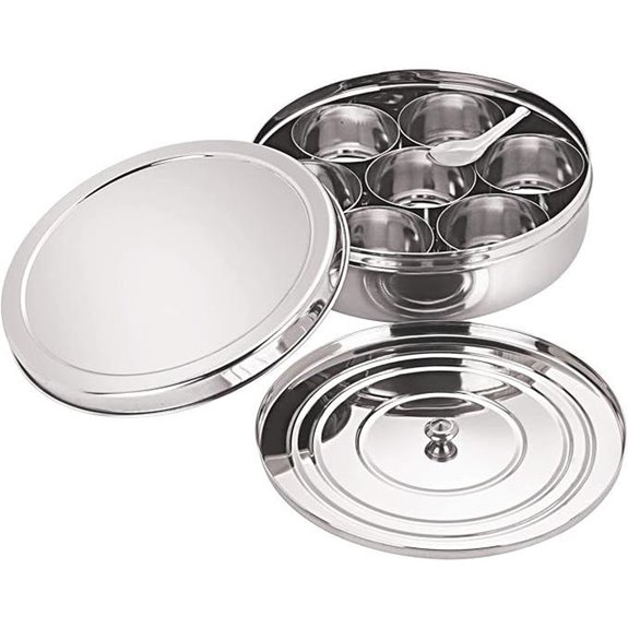 Stainless Steel Masala Dabba with 7 Spice Compartments