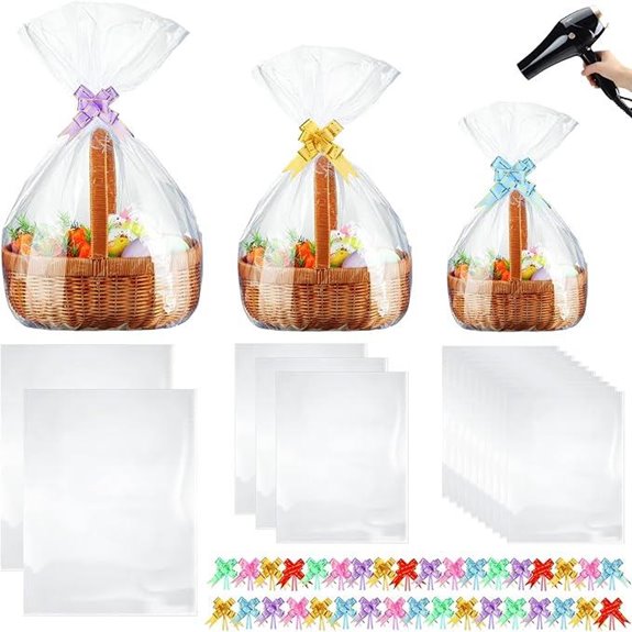 CHENGU 100 Pcs Shrink Wrap Bags with Bows