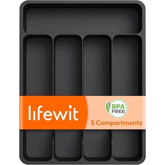 Lifewit Silverware Drawer Organizer Tray (5 Compartments)