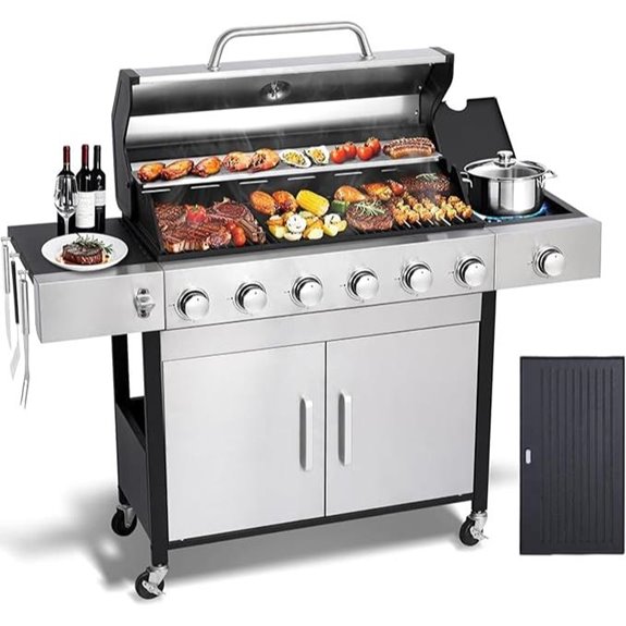 6 Burner Propane Gas Grill with Side Burner
