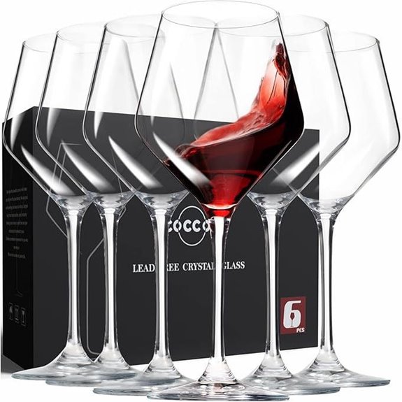 Set of 6 Lead-Free Crystal Wine Glasses