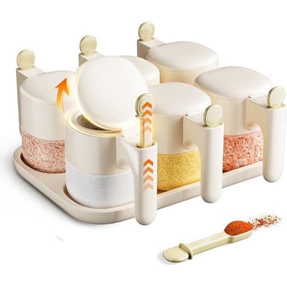 6-Pack Glass Spice Containers with Lids and Spoons