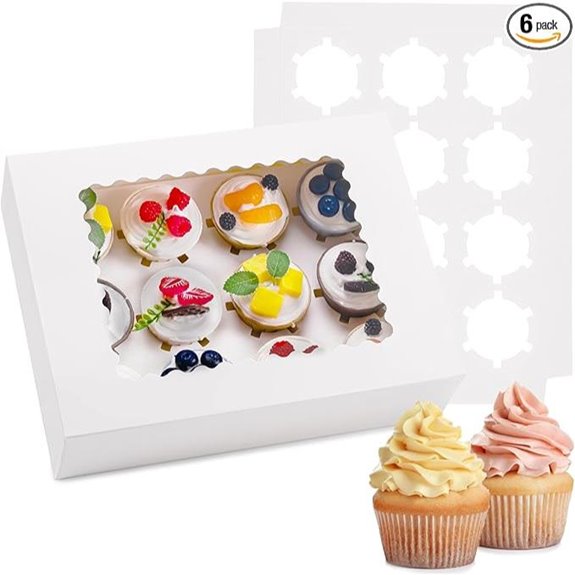 Hoewina 6PCS Cupcake Boxes with Window (12 Count)